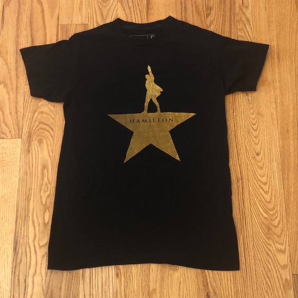 Official Hamilton Broadway Black Gold Star T-Shirt Size Adult Small - Picture 1 of 6